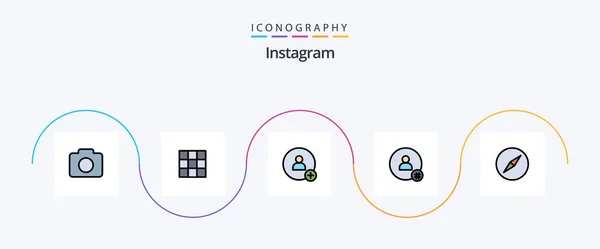 Instagram Line Filled Flat Icon Pack Including Navigation Instagram Contact — Stockvektor