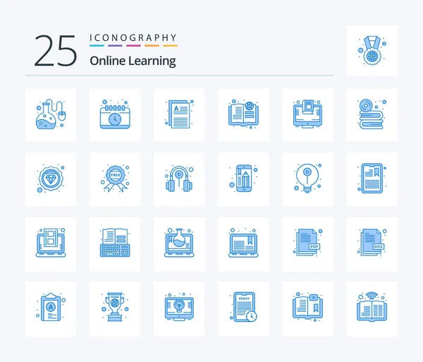 Online Learning Blue Color Icon Pack Including Education Online Documents — Vector de stock