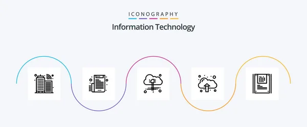Information Technology Line Icon Pack Including Data Computing Cryptography Upload — 图库矢量图片