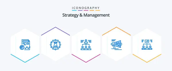 Strategy Management Blue Icon Pack Including Loudspeaker Marketing Rook Group — Stock Vector