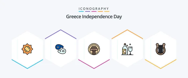Greece Independence Day Filledline Icon Pack Including History Greece Type — Stock Vector