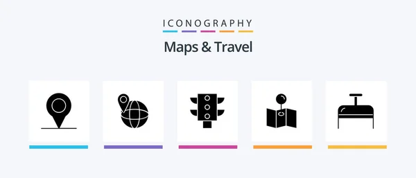 Maps Travel Glyph Icon Pack Including Map Travel Creative Icons — Archivo Imágenes Vectoriales