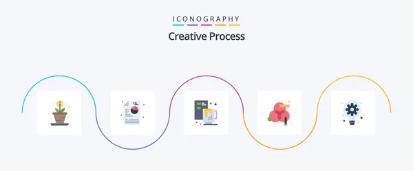 Creative Process Flat Icon Pack Including Gear Process Coffee Creative — Wektor stockowy
