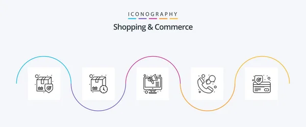 Shopping Commerce Line Icon Pack Including Payment Shopping Marketing Shop — Διανυσματικό Αρχείο