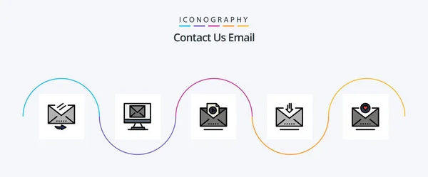 Email Line Filled Flat Icon Pack Including Heart Marketing Email — Vector de stock