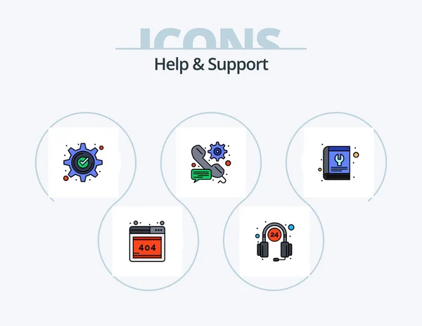 Help Support Line Filled Icon Pack Icon Design Service Help — Stock Vector