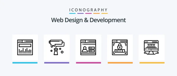 Web Design Development Line Icon Pack Including Design User Web — 스톡 벡터