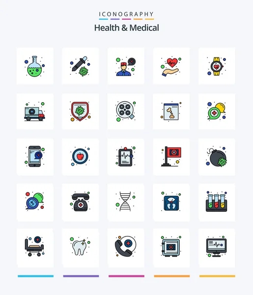 Creative Health Medical Line Filled Icon Pack Healthcare Pulses Ask — Stock Vector