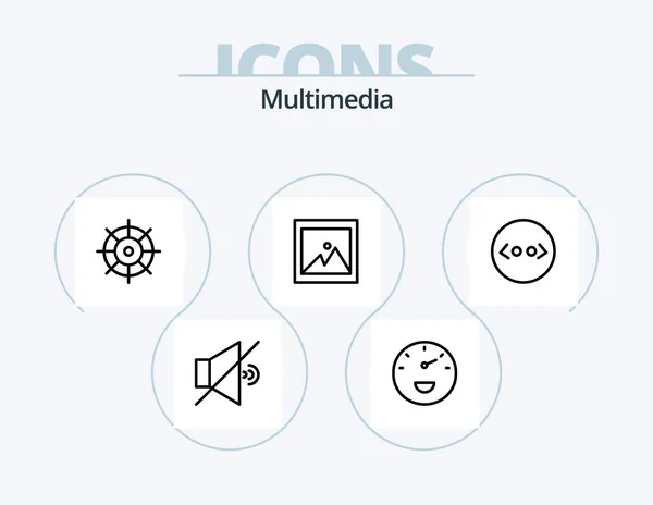 Multimedia Line Icon Pack Icon Design Html Strip — Διανυσματικό Αρχείο