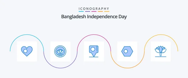 バングラデシュ独立記念日ブルー5アイコンパックフラグを含む バングラデシュ コインだ バンラ バンラ — ストックベクタ