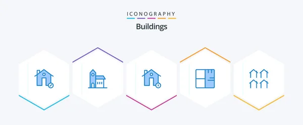 Buildings Blue Icon Pack Including Buildings Architecture Historic House Dollar — Archivo Imágenes Vectoriales