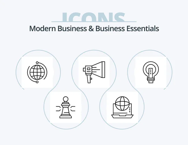 Modern Business Business Essentials Line Icon Pack Icon Design Marketing — Archivo Imágenes Vectoriales