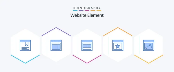 Website Element Blue Icon Pack Including Article Website Browser — Stok Vektör