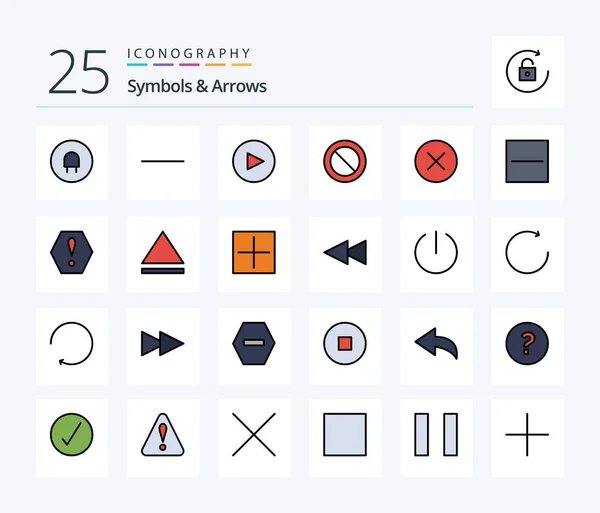 Symbols Arrows Line Filled Icon Pack Including Error Hide Cancel — Wektor stockowy