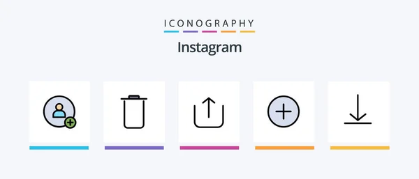 Instagram Line Filled Icon Pack Including Twitter Hash Tag Download — Vettoriale Stock