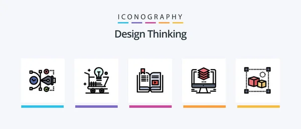 Design Thinking Line Filled Icon Pack Including Business Launch Picture — 图库矢量图片