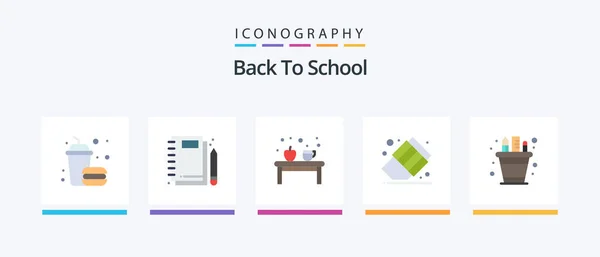 Back School Flat Icon Pack Including Business Education Writing Back — Archivo Imágenes Vectoriales