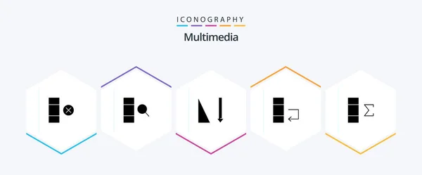 Multimedia Glyph Icon Pack Including Sorting Summary Column — Stockvektor