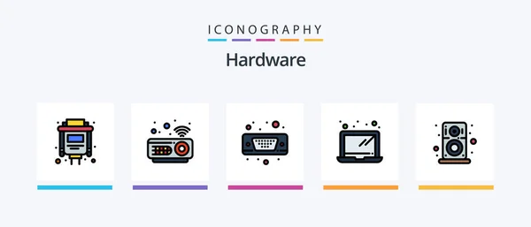 Hardware Line Filled Icon Pack Including Port Hardware Vga Socket —  Vetores de Stock