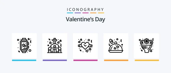 Valentines Day Line Icon Pack Including Valentine Restaurant Restaurant Food — Stock vektor