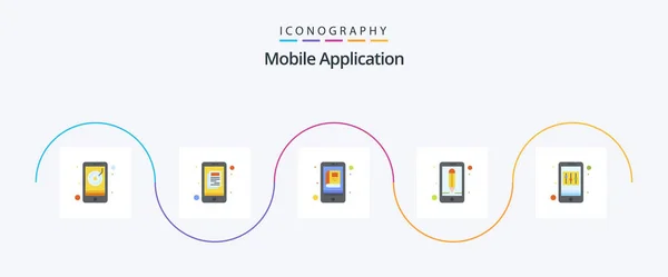 Mobile Application Flat Icon Pack Including Application App Interface App — Stok Vektör