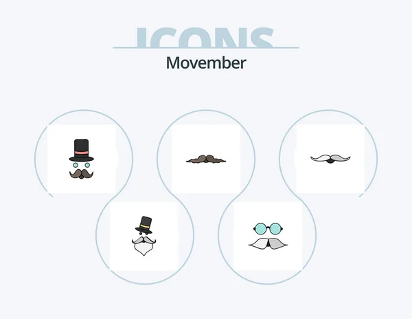 Movember Line Filled Icon Pack Icon Design Movember Moustache Male — Vettoriale Stock