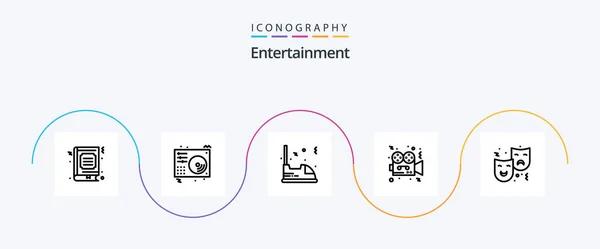 Entertainment Line Icon Pack Including Video Movie Entertainment Travel — Wektor stockowy
