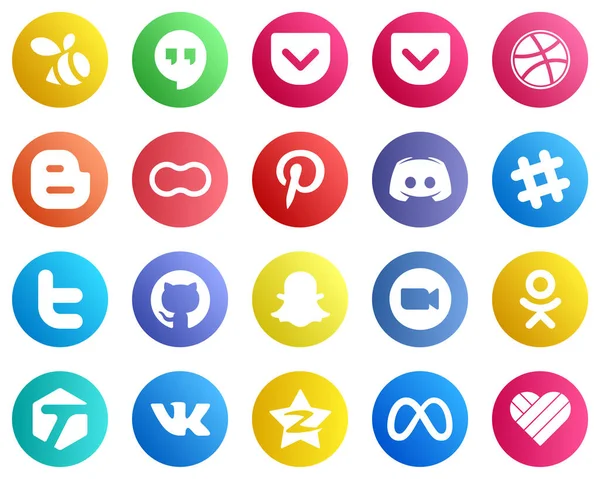 Essential Social Media Icons Github Twitter Women Spotify Text Icons — Stockvektor