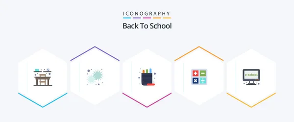 Back School Flat Icon Pack Including Education Formula School Education — Stock Vector