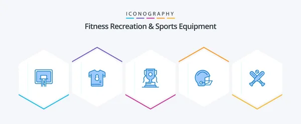 Fitness Recreation Sports Equipment Blue Icon Pack Including Protective Football — Stok Vektör