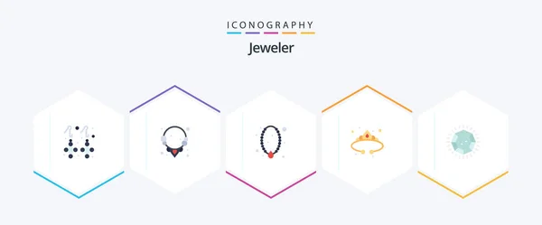 Jewellery Flat Icon Pack Including Luxury Jewelry Jewelry Fashion Pendant — Vettoriale Stock