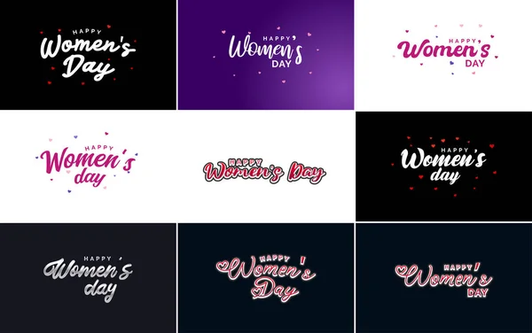Pink Happy Women Day Typographical Design Elements Use International Women — Stock vektor