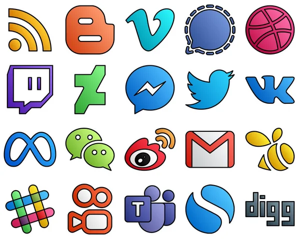 Customizable Icons Twitter Messenger Filled Line Style Social Media Icon — Archivo Imágenes Vectoriales