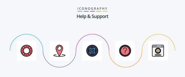 Help Support Line Filled Flat Icon Pack Including Help Customer — Image vectorielle