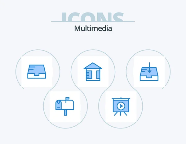 Multimedia Blue Icon Pack Icon Design Mailbox Receive Mail — Stockvektor