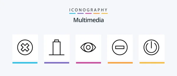 Multimedia Line Icon Pack Including Multimedia Warning Creative Icons Design — Stok Vektör