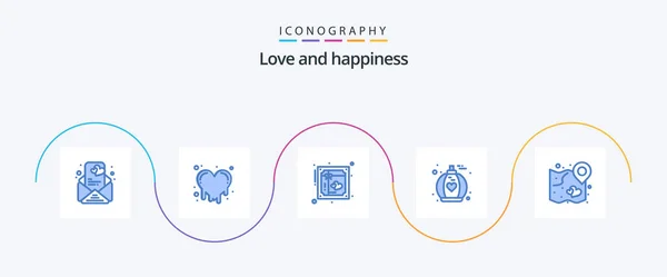 Love Blue Icon Pack Including Strategy Love Love Heart Love — Wektor stockowy