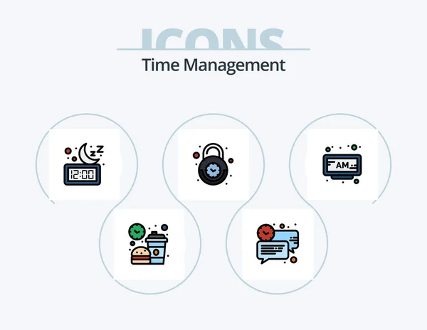 Time Management Line Filled Icon Pack Icon Design Coffee Workers — Stockvektor