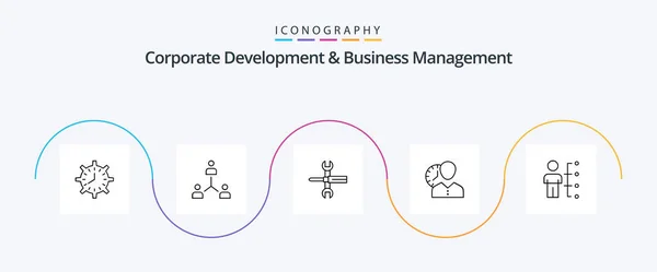 Corporate Development Business Management Line Icon Pack Including Spanner Controls — Wektor stockowy