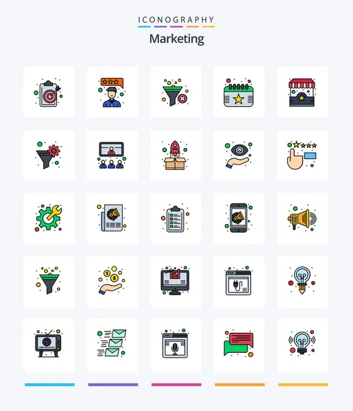 Creative Marketing Line Filled Icon Pack Shop Date Filter Event — Stockvector