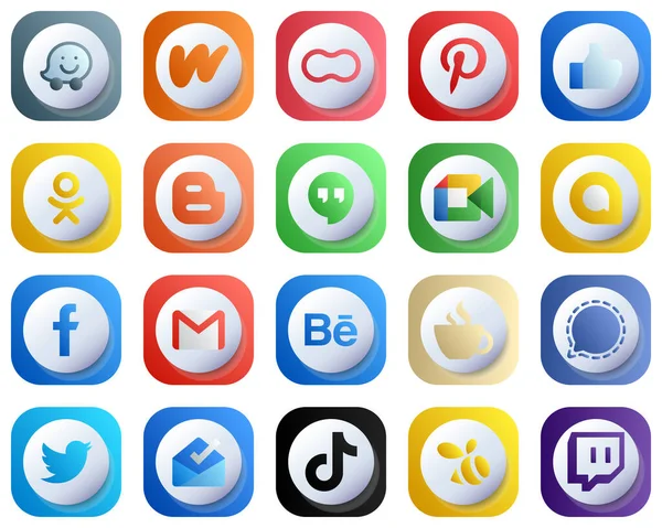 Cute Gradient Social Media Icons Pack Icons Facebook Facebook Video — Stock Vector