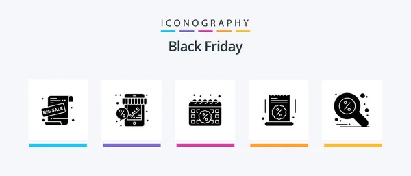 Black Friday Glyph Icon Pack Including Sale Grand Sale Shop — Vector de stock