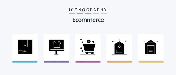 Ecommerce Glyph Icon Pack Including Counter Check Commerce Cart Creative — Wektor stockowy