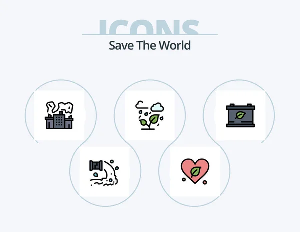 World Line Filled Icon Pack Icon Design Life Growth Iceberg — Διανυσματικό Αρχείο