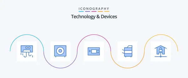 Devices Blue Icon Pack Including Electronics Copier Products Technology Gameboy — Stok Vektör