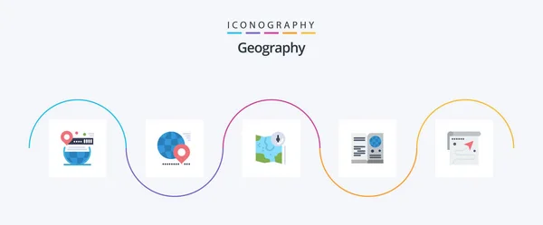 Geo Graphy Flat Icon Pack Including Visa Passport Pin Location — Vettoriale Stock