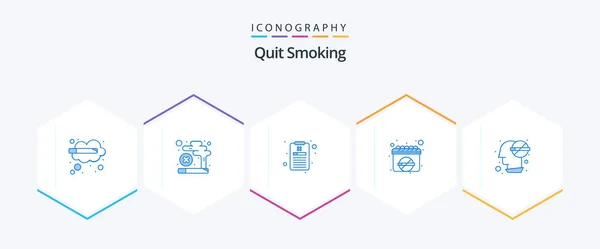Quit Smoking Blue Icon Pack Including Effect Smoking Patient Smoking — Vector de stock