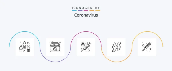 Coronavirus Line Icon Pack Including Health Virus Flu Pathogen Infection — Stock vektor