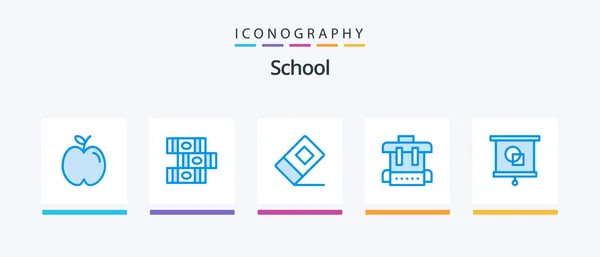 School Blue Icon Pack Including Projector Eraser Education School Creative — Stock Vector