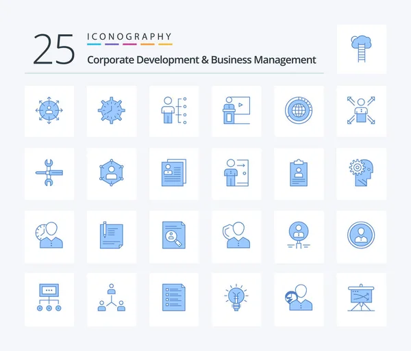Corporate Development Business Management Blue Color Icon Pack Including Human — Stockový vektor